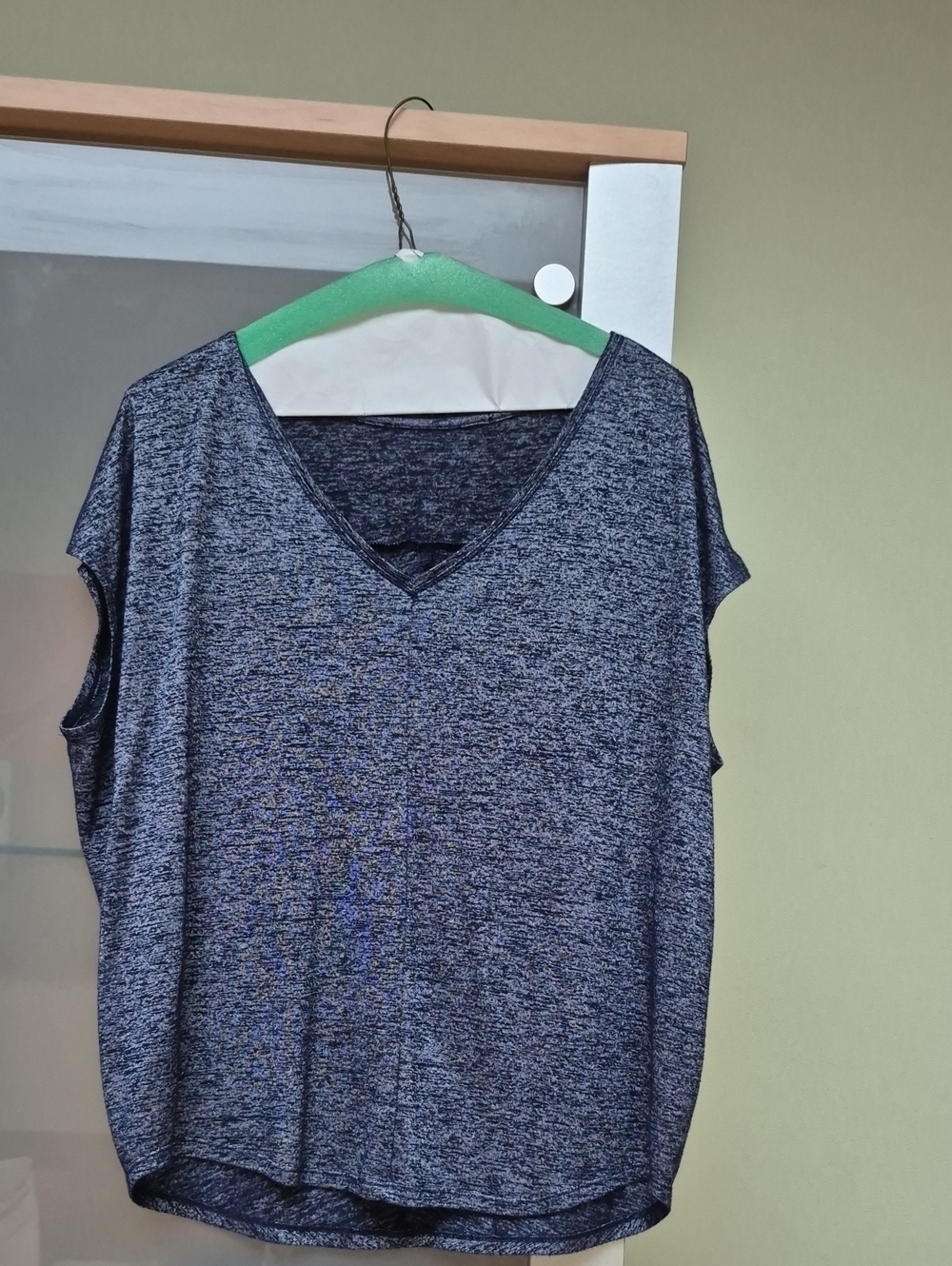 Women’s Heathered V-Neck Cap Sleeve Top - Blue